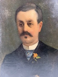 lot 84 image: Antique Vintage Portrait of a Man with a Flower Lapel