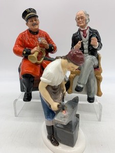 lot 77 image: Vintage ROYAL DOULTON Figurines - The Doctor, Past Glory and The Blacksmith