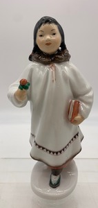 lot 74 image: Vintage LOMONOSOV USSR Porcelain Girl Figurine - Russian Yakut Girl