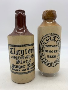 lot 153 image: Pair of Vintage Stoneware Ginger Beer Bottles - CLAYTONS AND TROWBRIDGE