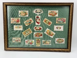 lot 149 image: Framed Vintage Antique VICTORIAN Calling Card Art