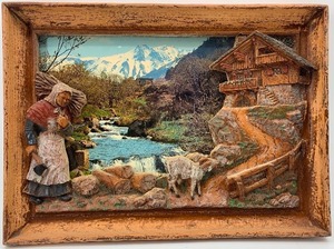 lot 152 image: UNUSUAL Vintage 3D Sic Faux Wood Carved Picture