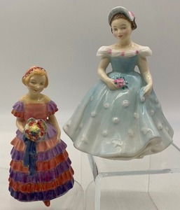 lot 116 image: Vintage ROYAL DOULTON Porcelain Figurines - The Little Bridesmaid and The Bridesmaid