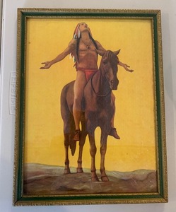 lot 104 image: Vintage NATIVE AMERICAN Lithograph by CYRUS DALLIN - Appeal to the Great Spirit