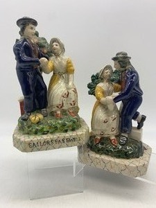 lot 100 image: Vintage STAFFORDSHIRE Style Sailors - 2 Pair