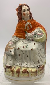 lot 101 image: Vintage Antique STAFFORDSHIRE Little Red Riding Hood Figurine