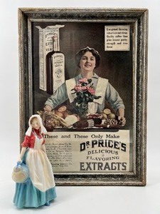 lot 37 image: Vintage Framed DR. PRICES Advertisement and ROYAL DOULTON Jersey Milkmaid