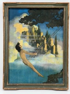lot 106 image: Vintage MAXFIELD PARRISH Dinky Bird Lithograph Print