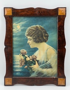 lot 150 image: Vintage Antique Maiden Lithograph