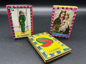 lot 125 image: Decorative Loteria Matchboxes and Mirror