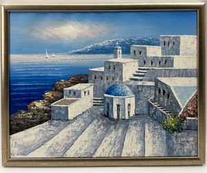 lot 196 image: Original Oil Painting by BILLS - Santorini Greece