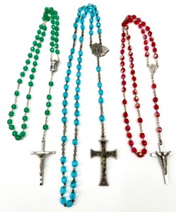 lot 197 image: Italian Crystal Beaded Rosaries - QTY 3