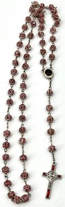 lot 201 image: Multi Faceted Crystal Rosary with Holy Land Soil and Special Crucifix