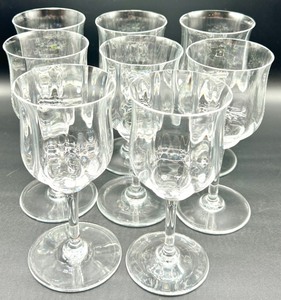 lot 203 image: Vintage BACCARAT Capri Optic Crystal White Wine Glasses - QTY 8