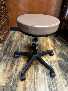 lot 203 image: Rolling Adjustable Swivel Stool in Taupe Measuring 14-12 inches Round