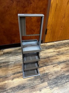 lot 211 image: Four Shelf Metal Display Stand with Drop In Frame