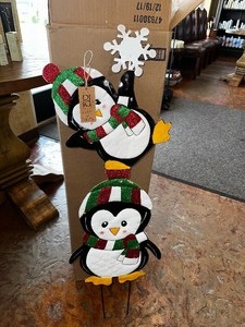 lot 240 image: Metal Penguin Display Measuring 38 inches H