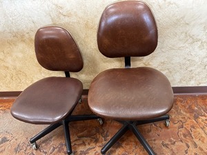 lot 244 image: Two Bomber Leather Brown Rolling Swivel Chairs