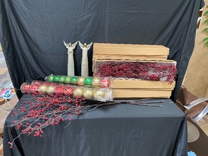 lot 157 image: 8 Boxes of 48 inch Cranberry Garlands and Two 16 inch Angels