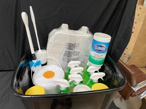 lot 177 image: Large bin of Cleaning Supplies