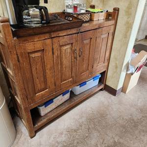 lot 93 image: Coffee Buffet Measuring 45 inches W by 15 inches D by 38 inches at the counter and 42-12 inches with the back