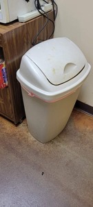 lot 100 image: Two Kitchen Garbage Cans with Lids in Latte Color