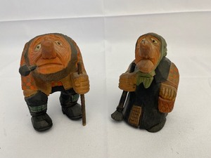 lot 4 image: Antique Carved Wooden Trolls from Norway. 1947. Estimated Value $375-$450