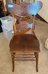 lot 10 image: Two Matching Antique Wood Chairs. 21 Inches Wide by 38 Inches High.