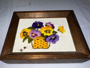 lot 240 image: Embroidered and Framed Wall Hanging.