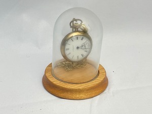 lot 60 image: Elgin Mechanical Pocket Watch with Chain. Works and Includes a Small Covered Display Stand.