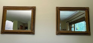 lot 62 image: Matching Framed Wall Mirrors. 25.5 Inches Wide by 21.5 Inches High.