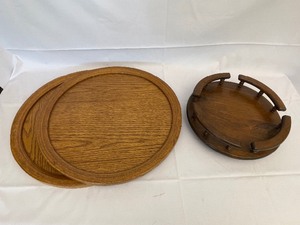 lot 94 image: Wood Serving Trays and Lazy Susan.