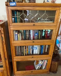 lot 101 image: Wooden Lawyers Glass Cabinet. 31 Inches Wide by 57 Inches High by 13 Inches Deep. Contents not included