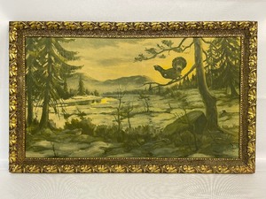 lot 122 image: Maleri Framed Lithograph Landscape Print in Ornate Gold Frame Measuring 30 Inches by 18.5 Inches. Estimated Value $125