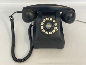 lot 123 image: Wild & Wolf Desk Phone Retro Style Black Push Button Telephone.