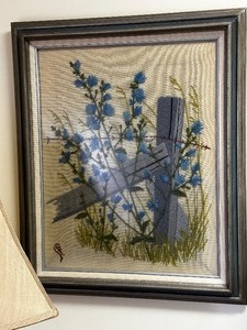 lot 439 image: Framed Vintage Embroidery Art. 21 Inches by 24 Inches.