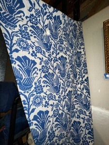 lot 504 image: Vintage Blue and White Runner Measuring 8 Feet by 38 Inches.