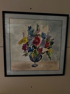lot 488 image: Floral Watercolor, 19 Inches by 19 Inches, Titled Ruth Number One.