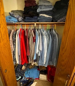 lot 264 image: Contents of Entire Closet. Mens Clothing.