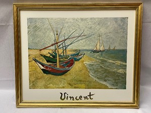 lot 268 image: Sailboat Ocean Screen Print by Vincent. Framed.