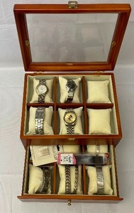 lot 271 image: Wooden Box of Mens Watches and Bracelets.