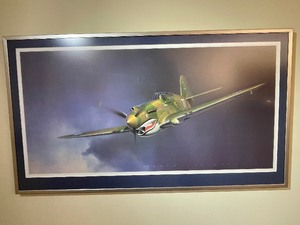 lot 285 image: P-40 Flying Tiger Tiger by Jack Fellows Framed Print. Measuring 36W x 20H.