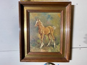 lot 474 image: Print of Taffy by Ray Strang in Wood and Gold Frame. Measuring 18 14 Inches by 19 12 Inches.
