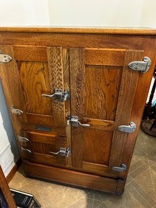 lot 381 image: Antique Alaska Ice Box from 1910 Muskegon, Michigan, measuring 44