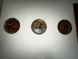 lot 116 image: Set of Three Decorative Brass Painted Plates, All Bird-Themed Measuring 14 Inch Diameter. Estimated Value $150