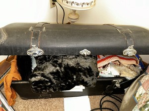 lot 224 image: Vintage Trunk and Contents. 16 Inches by 33 Inches by 16 Inches.