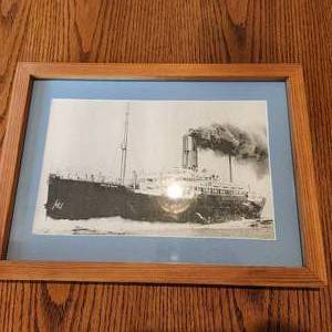 lot 386 image: Framed Photo of Hellig Olav Ship by Alex Duncan with Certificate of Authenticity from Ellis Island