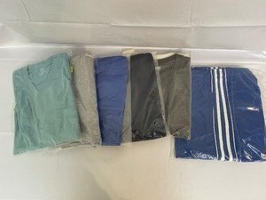 lot 150 image: Collection of Haband V-Neck Pocket T-Shirts and One Pair of Sweatpants. Brand New in Package.