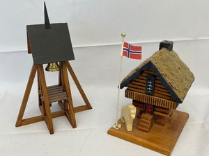 lot 46 image: Wood Decorative Norwegian Chalet and Bell Tower. Made in Minnesota.