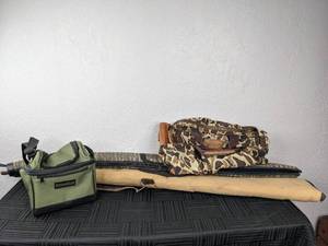 lot 140 image: Assorted Sporting Goods including (2) Rifle Cases, Camouflage Bag & Outdoor Life Soft Sided Bag